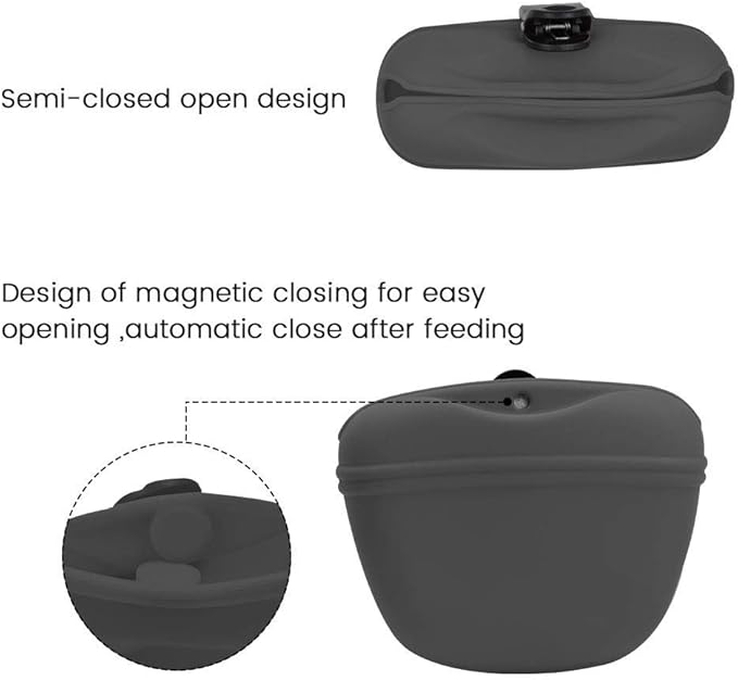 AUDWUD Silicone Dog Treat Pouch,with Dog Training Clicker,Clip on Portable Training Container,Convenient Magnetic Buckle Closing and Upgraded Waist Clip for Enhanced Stability