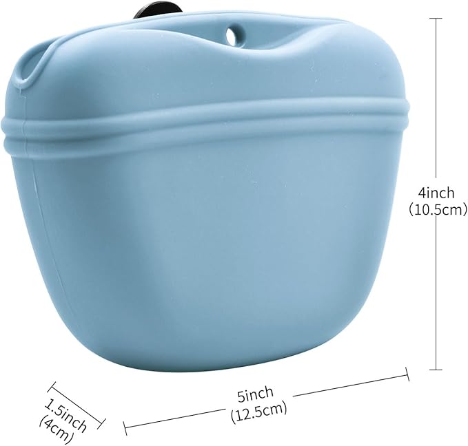 AUDWUD Silicone Dog Treat Pouch,With Dog Training Clicker,Clip on Portable Training Container,Convenient Magnetic Buckle Closing and Upgraded Waist Clip for Enhanced Stability