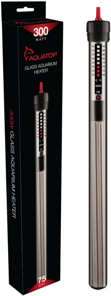 Aquatop 300W Aquarium Submersible Glass Heater – Adjustable Temperature 68-93°F – Fish Tanks Up to 75 Gal – for Freshwater & Saltwater – GH-300