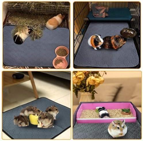 5 Pack Guinea Pig Cage Liners,Guinea Pig Fleece Cage Liners12''X12'' Super Absorbent Washable Pee Pads Reusable for Rabbit Hamster Chinchilla