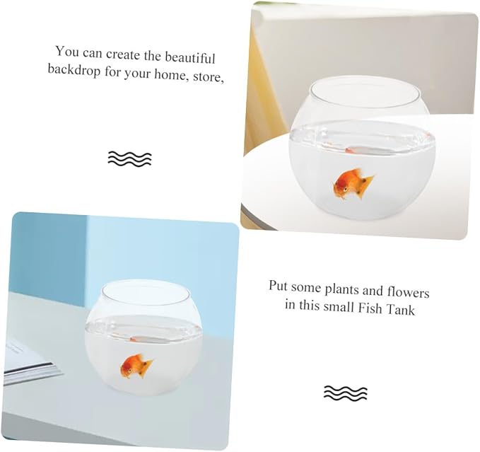 Generic Clear Plastic Fish Bowl Round Fish Tank Globe for Goldfish Tabletop Tank Decor 5.90 X 5.90 X 5.11 in Desktop Aquarium for Home Office Party Display