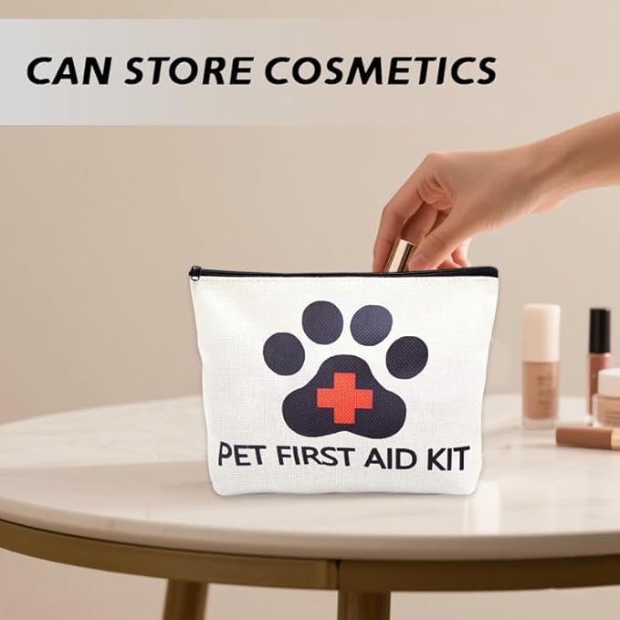 Empty Pet First Aid Kit Makeup Bag for Dog Puppy Owner Travel Medical Pill Med Bag Cavas First Aid Pouch Emergency Bag Adventure Medical Kit for Traveller Dog Person Toiletry Storage Pouch