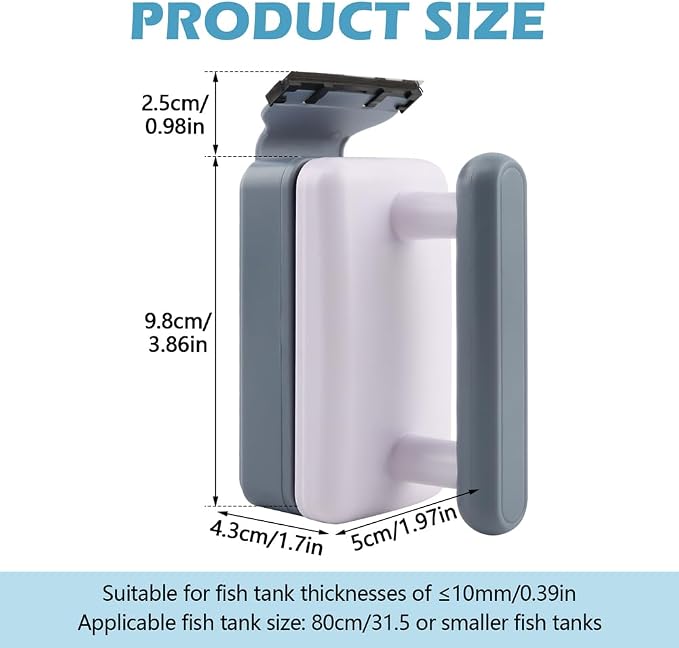 Aquarium Magnetic Glass Cleaner, Double-Side Algae Scraper | Floating Fish Tank Algae Scraper with Detachable Scraper for 0.2-0.6 Inch Thick Glass Aquariums Tank, Comfortable Grip Handle