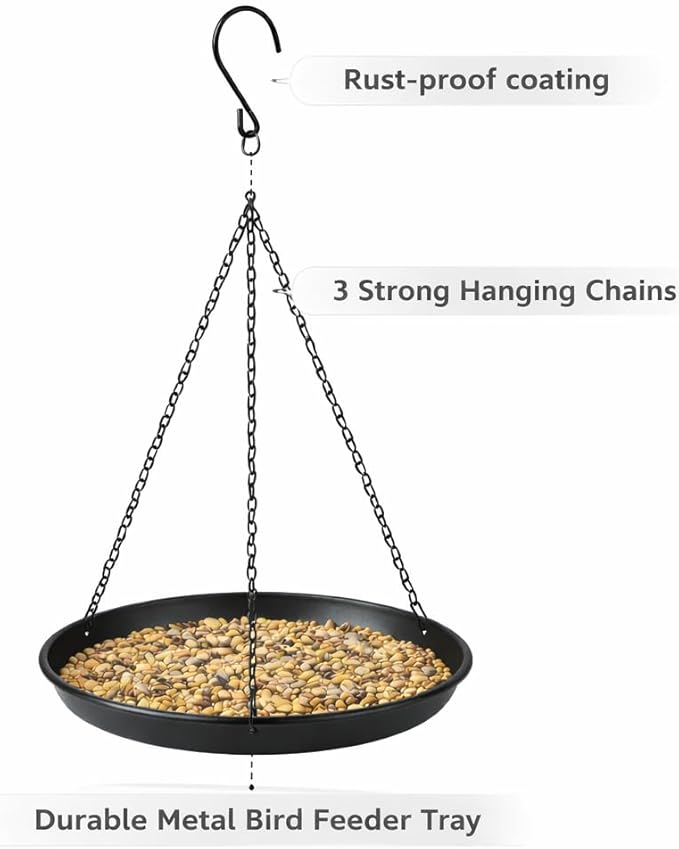 Hanging Bird Bath for Outdoors, 2-Pack Metal Bird Bath & Water Feeder with 2 Shallow Bowls (9.8” & 11.8”), Hummingbird Bath for Wild Birds, Garden, Patio and Yard Decor (9.8IN-1PACK)