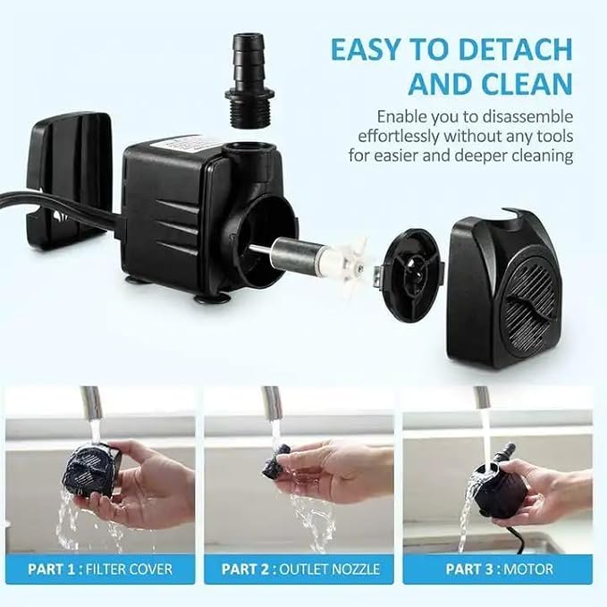 400GPH 25W Submersible Fountain Pump for Aquarium,Fountain & Pond | Ultra quiet, high lift, fully indoor & outdoor water pump waterproof submersible pump equipped with adjustable flow control.