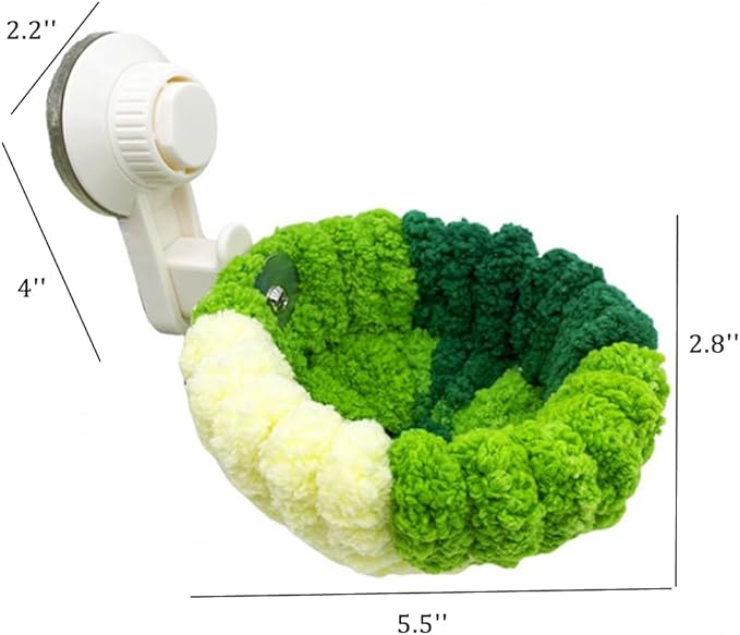 Portable Suction Cup Bird Perch Nest for Travel Car Window Glass, Warm Bird Sleeping hut Snuggle Bed for cage (Green Combo, S)