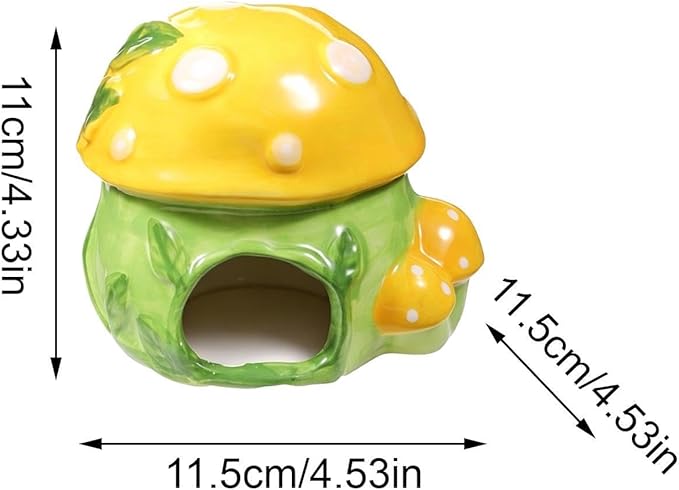 Hamster Hut - 12cm Small Animal Ceramic Hideout Cooling Porcelain Durable Critter Cabin | Burrow Sanctuary for Mice Gerbils Pet Ferret Chinc