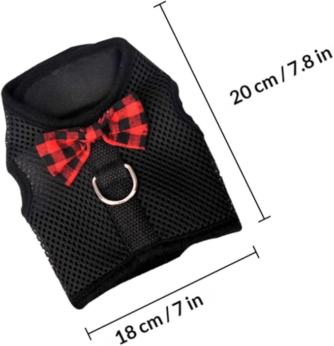 LALAFINA Small Animal Pet Harness Vest Mesh Chest Strap Adjustable Breathable Black S (20-23cm) for Rabbits Guinea Pigs Squirrels Travel and Daily Use