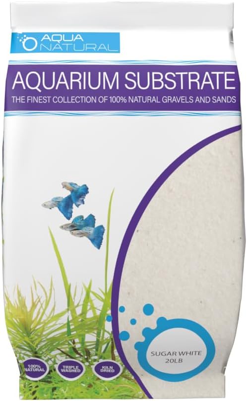Aqua Natural Sugar White Sand 20lb Substrate for aquascaping, Aquariums, vivariums and terrariums