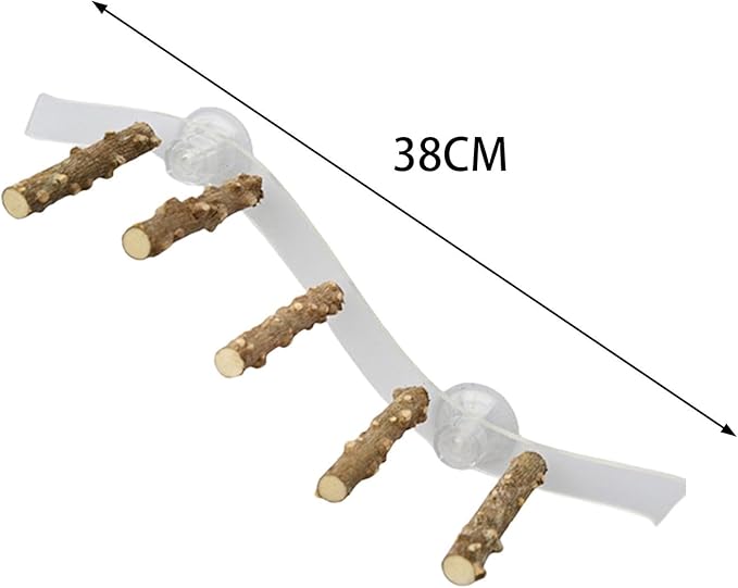 Suction Cup Wood Perch Toy, Wood Bird Perch Cage Accessories, Style C