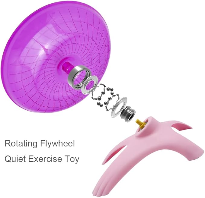 Litewood Small Hamster Wheel Hermit Crab Wheel Small Animal Flying Saucer Spinner Silent Running Exercise Toy Cage Tank Accessory for Dwarf Hamster Gerbil Mouse Rat Mice Hermit Crab (Pink)