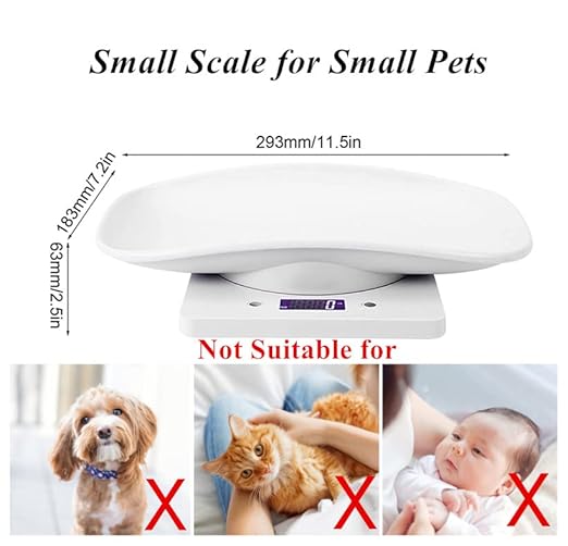 Digital Pet Scale, LCD Animal Scale, 0-22Pound High Accuracy Electronic Weighing Scale, Multifunctional Electronic Weighing Scale for Small Animals Hamster Birds Kittens (No Battery Included)