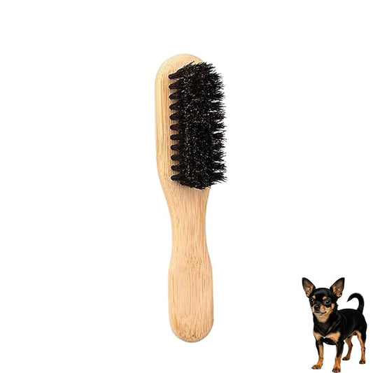 Soft Boar Bristle Dog Brush for Short Haired Dogs - Made of Bamboo, Gentle Deshedding & Grooming Tool, Ideal Dog Hair Brush for Pets, Dog Brushes for Grooming and Shedding （Small）