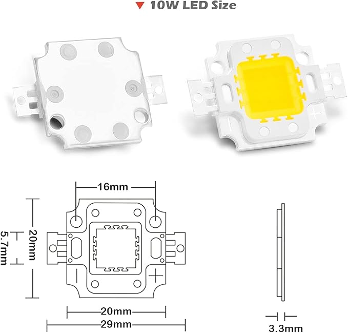 CHANZON High Power Led Chip 10W Natural White 4000K - 4500K | (900mA / DC 9V - 11V / 10 Watt) Super Bright Intensity SMD COB Light Emitter Components Diode Bulb Lamp Beads DIY Lighting