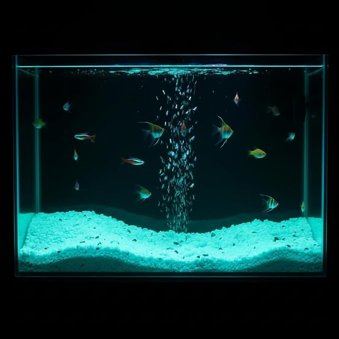 Shiny Stone Glow in The Dark Aquarium Gravel Sand, Blue Green, 3-5mm | Neon, Decorative Rocks for Fish Tank, Fairy Garden, 305g/0.67lbs