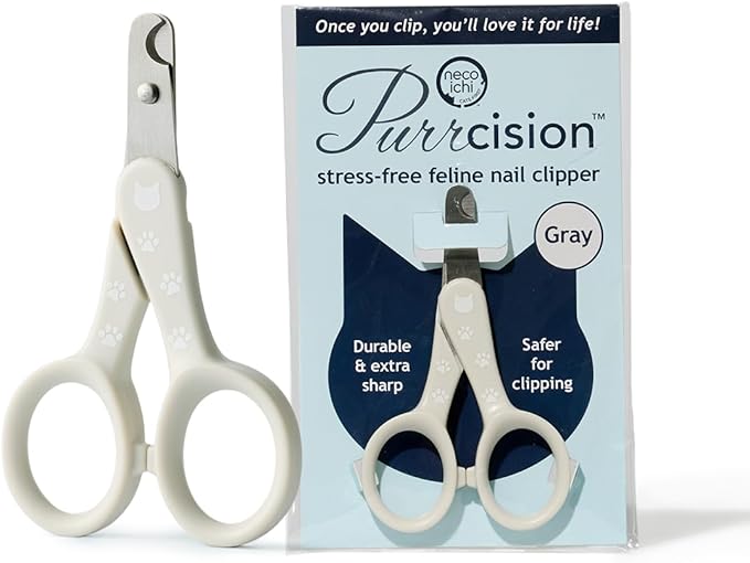 Necoichi Purrcision Feline Nail Clippers | Lever Principle Cat Nail Clipper | Butter-Smooth Cuts | Made in Japan, Seki Swordsmith Craftsman | Stainless Steel Cat Claw Trimmer for Indoor Cats (Gray)