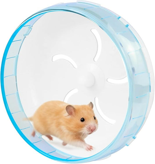 WishLotus Silent Running Wheel - Small Pet Exercise Toy and Cage Accessory for Hamster, Golden Silk Shih Tzu, Bear (Blue,21cm)
