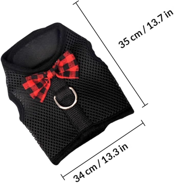 Beaupretty Pet Harness Vest Breathable Mesh Chest Back Strap, Size L 35-40cm, Adjustable No-Pull Small Animal Harness for Rabbits, Guinea Pigs, and Squirrels, Black