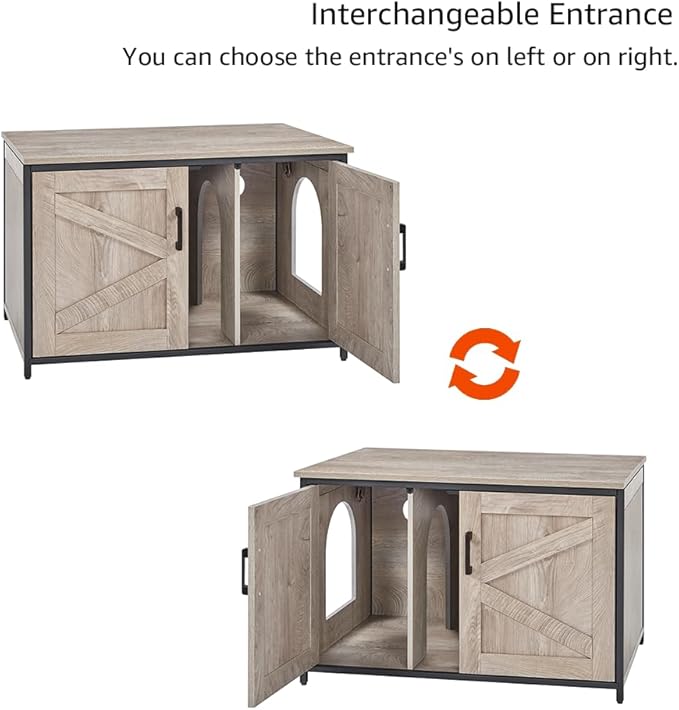 unipaws Top Opening Cat Litter Box Enclosure, Flip Top XL Extra Large Cat Box Furniture, Friendly to Elderly People, High Jumbo Automatic Litter Box Cover Hidden for Large Cat