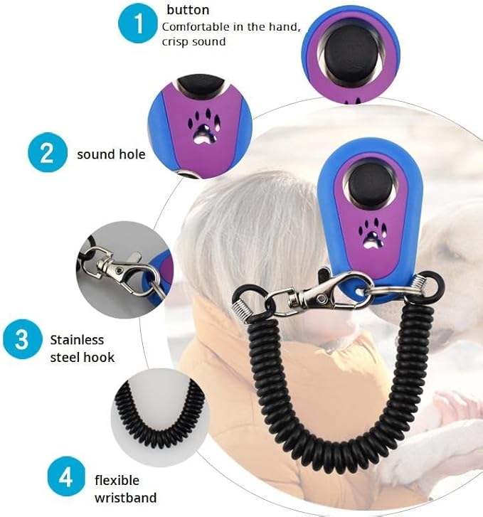Ruconla Pet Training Clicker with 6 Pack for Dogs/Cats/Horses/Birds or Other Animals - Clickers with Strap for Training