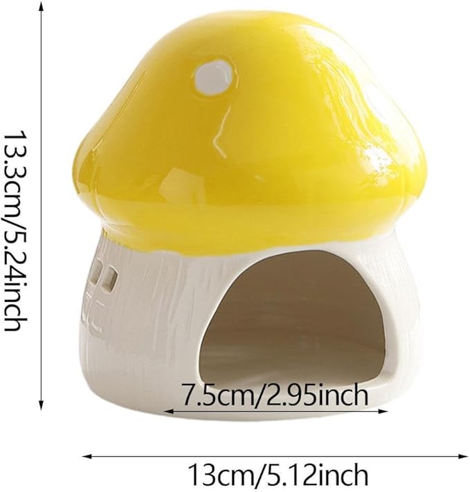 Ceramic Hamster House Guinea Pig Hideout Outdoor Creative Sturdy Habitat Hideaway House for Rats Chipmunk Squirrels, Yellow