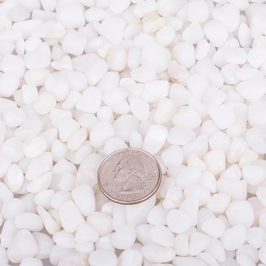 2.0 LB White Aquarium Gravel Pebbles 3/8", Natural Decorative Aquarium Substrate Small River Rocks, Mini Pebbles Stone for Fish Tank, Aquatic Plant Bonsai, Hydrophyte