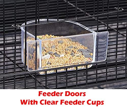 55" X-Large with 3/8-Inch Tight Bar Spacing for Multiple Flight Small Size Bird Aviary Budgie Canary Finches Breeding Home Cage with Removable Rolling Stand
