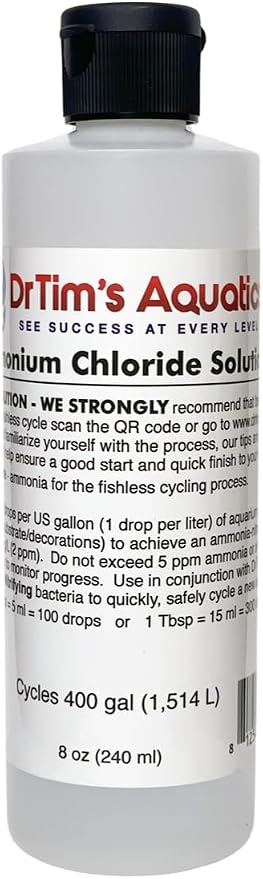 DrTim's Aquatics Ammonium Chloride Aquarium 100% Natural – 8 Oz. (Dr Tims Aquatics Ammonium Chloride | Saltwater Freshwater and Reef Aquariums, 100% Natural, 8 Oz)