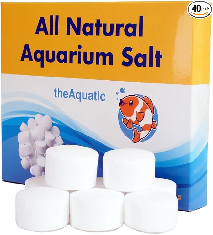 Premium Aquarium Salt, Aquarium Salt Freshwater Tablets for Aquarium Water Treatments Essential Supplies (40 Tablets)
