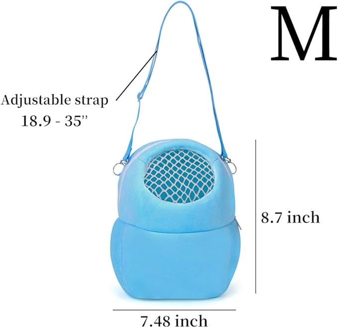 WishLotus Hamster Carrier Bag, Portable Outgoing Travel Handbags with Nylon Straps Small Pet Pouch for Hamster Rat Mini Hedgehog (Blue, M)