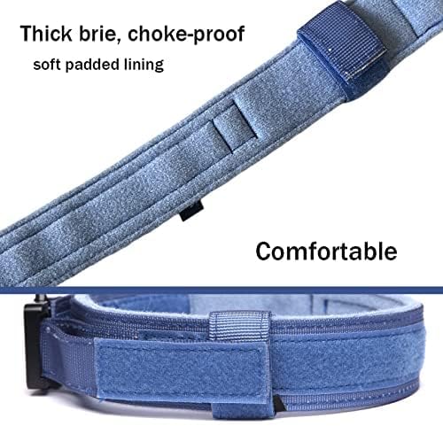 Xqpetlihai Tactical Dog Collar and Leash Set Adjustable Military Nylon Dog Collar with Control Handle and Heavy Duty Metal Buckle for Large Dogs （Dark Blue XXL