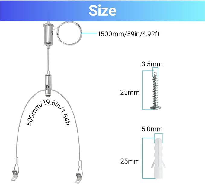 HAMRVL 4 Set Aquarium Light Suspension Cables Kit - Adjustable Steel Hanging Chains 5ft Lighting Fixture Chains,Heavy Duty Stainless Steel Rope for Commercial Aquarium Fish Tank Light LED Panel Light