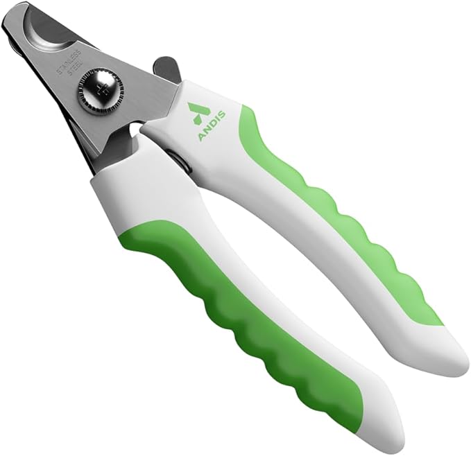 Andis 68575 Animal Nail Cutter for Small Breeds - Stainless Steel Blades with Sharp Efficiency - Designed for Repeated Use & Recommended by Pet Trainers – Medium Size & White/Green