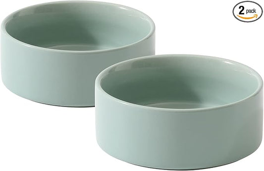 Havniva Cat Bowls Water Bowl Set of Two, 5.1” Ceramic Cat Food and Water Bowl Whisker Friendly Pet Food Bowls for Indoor Cats, Wide Cat Water Dish Prevent Whisker Fatigue Non Slip Cat Feeder