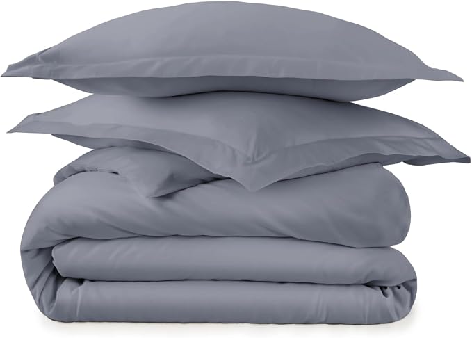 100% Organic Cotton Duvet Cover King Size - Naturally Soft Lightweight & Cooling Duvet Cover Set with Decorative Shams - Premium GOTS Certified 300 Thread Count Sateen Weave (Mineral, King)