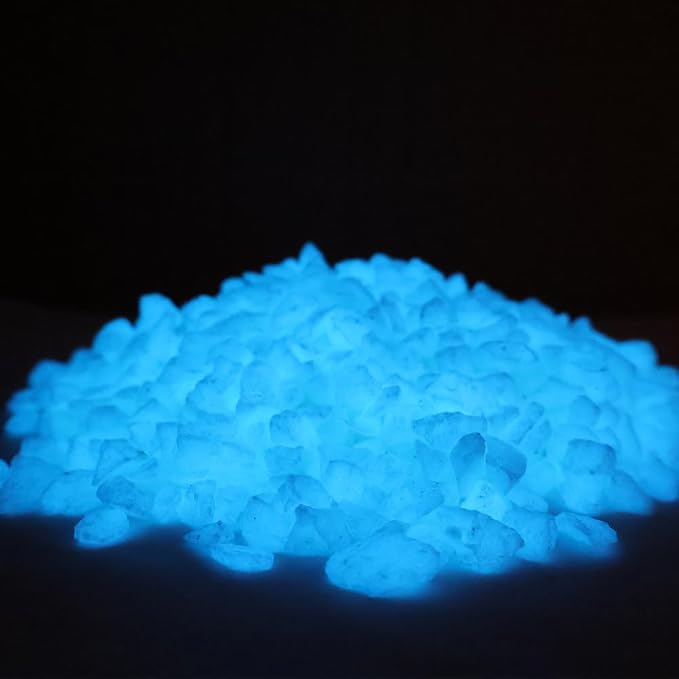 Glow in the Dark Gravel Stones,Aquarium Gravel,Aquarium Sand,Decorative Glow Gravel Rocks for Fairy Garden Fish Tank Succulents Pot Vase Filler Decor, 1 Pound (Sky Blue, 5-8mm)