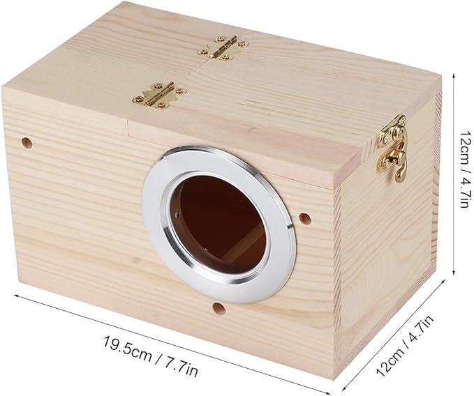 Parakeet Nesting Box, Bird Nest Breeding Box with Perch Wood Bird Cage Bird Nest Bird House for Cage Parrots Mating Box Wood Breeding Box for Cockatiel Parrots and Other Small Birds, 12x12x19.5cm