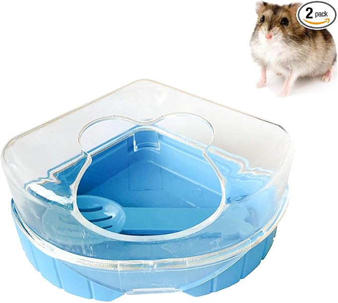 PINVNBY Hamster Bathroom Gerbil Plastic Sand Dry Bath Container Small Animal Sauna Toilet Sandbox with Scoop for Hamster Gerbil Rat Mice and Small Animal