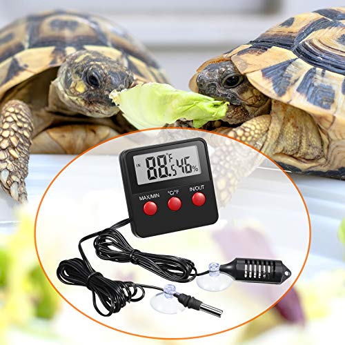 Weewooday 2 Pcs Reptile Thermometer and Humidity Gauge Reptile Terrarium Thermometer Hygrometer with Probes Indoor Outdoor Digital Pet Temperature and Hygrometer Gauge for Pet Keeping