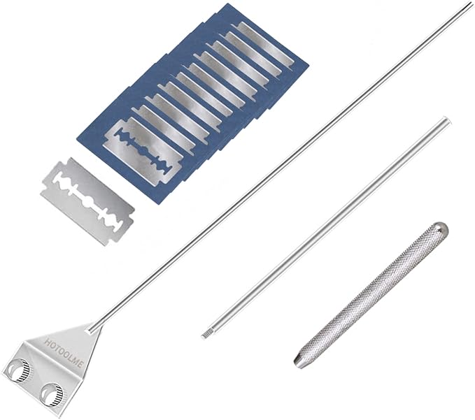 HOTOOLME Aquarium Scraper, 25.6" Stainless Steel Scraper Cleaning Razor with 10 Blades for Glass Aquarium Fish Tank | Long Handle, Aquarium Razor Blade Scraper, Fish Tank Cleaner, Aquarium Glass Cleaning Tools for Glass Aquariums