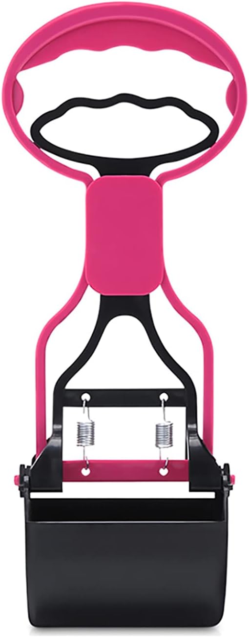 Pet Pooper Scooper for Dogs Cats Non-Breakable High Strength Material Durable Spring Easy Pick Up Grass Gravel Jaw Claw Rake for Kids Children Women Men (Pink)