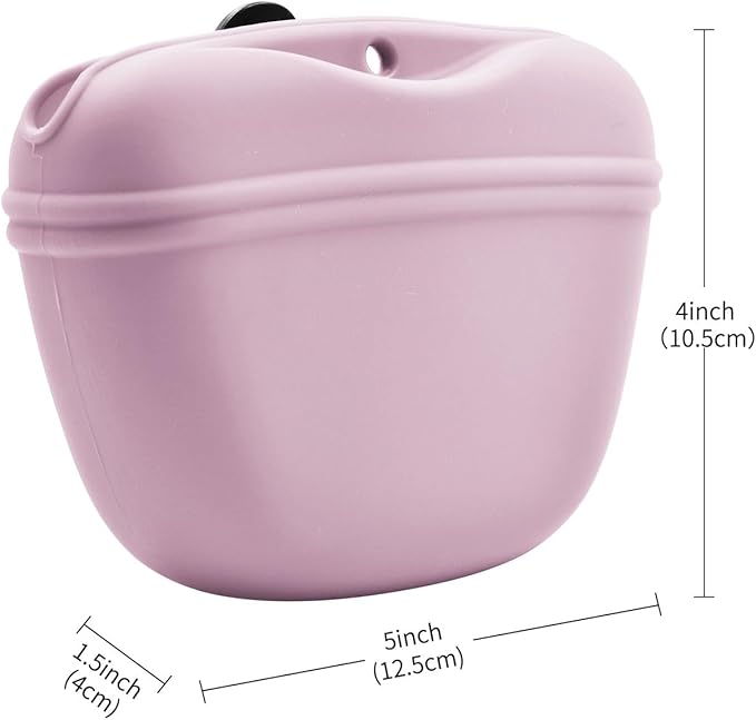 AUDWUD Silicone Dog Treat Pouch,With Dog Training Clicker,Clip on Portable Training Container,Convenient Magnetic Buckle Closing and Upgraded Waist Clip for Enhanced Stability