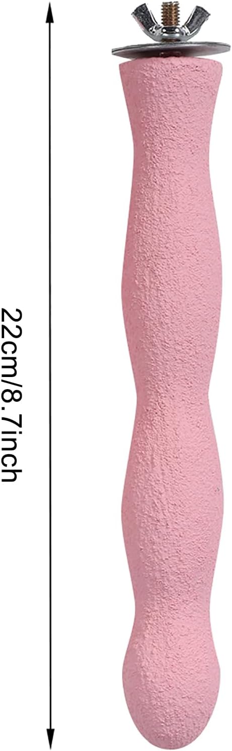 Pink Bird Perches for Cage, Frosted BirdPerch Rough, 22cm/8.7in Bird Perch Grinding Stick, Birds Grinding Scratchers Paws Perch with Screw for Birds Pet