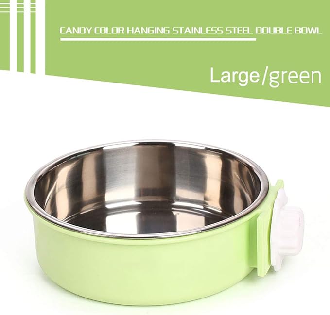 Luck Dawn Crate Dog Bowl, Stainless Steel Removable Hanging Food Water Bowl Crate Coop Cup,Pet Cage Bowls with Bolt Holder for Dog, Puppy, Cat, Rabbit, Bird,Small Animals (Small (Pack of 3))