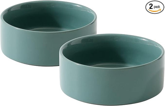 Havniva Cat Water Bowl Set of Two, 5.1” Ceramic Cat Food and Water Bowl Whisker Friendly Pet Water Bowls for Indoor Cats, Wide Kitten Dish Relieve Whisker Fatigue Non Slip Cat Feeder