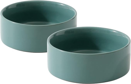 Havniva Cat Bowls Water Bowl Set of Two, 6.1” Ceramic Cat Food and Water Bowl Whisker Friendly Pet Food Bowls for Indoor Cats, Wide Cat Water Dish Prevent Whisker Fatigue Non Slip Cat Feeder