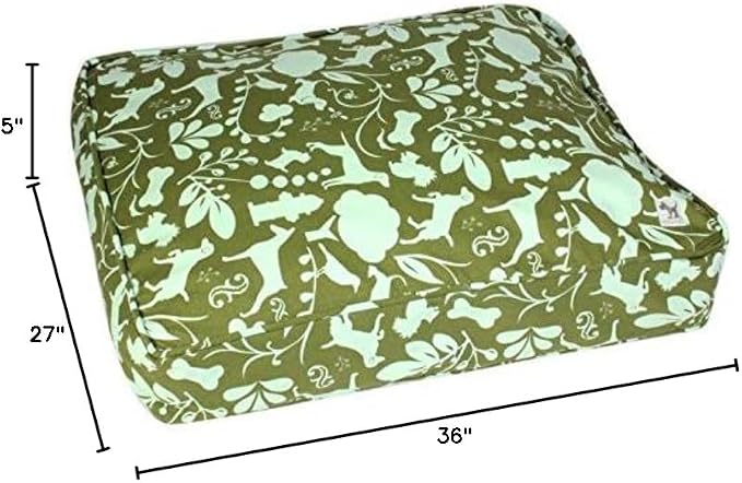 Molly Mutt Medium to Large Dog Bed Cover, Amarillo by Morning, Olive Green & Light Blue 27"x36"x5"