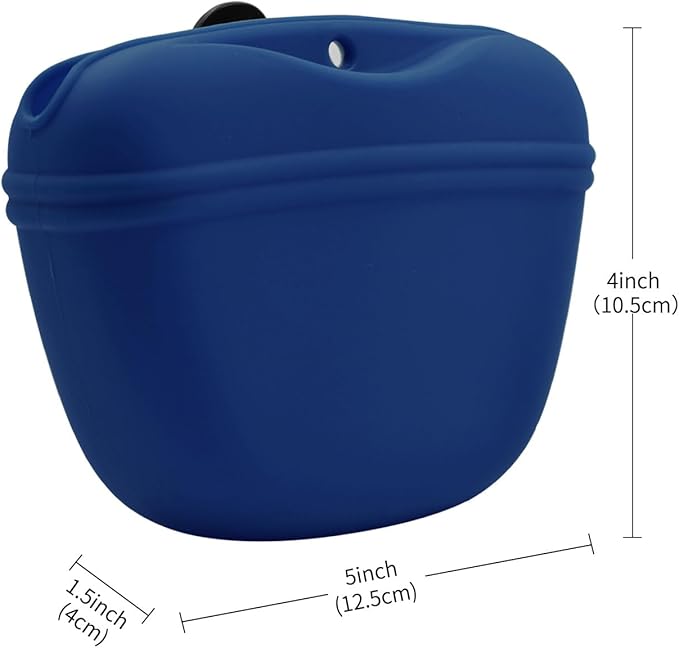 AUDWUD Silicone Dog Treat Pouch,with Dog Training Clicker,Clip on Portable Training Container,Convenient Magnetic Buckle Closing and Upgraded Waist Clip for Enhanced Stability