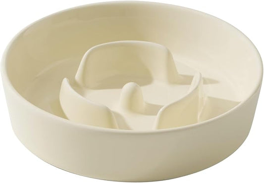 Havniva Ceramic 0.9 Cup Dog Bowl Slow Feeder for Small Dog, 6.1inch Pet Slow Feeder, Stop Bloat, Preventing Choking(Single Bowl-Light Yellow)