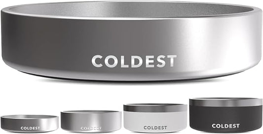 Coldest Dog Bowl - Anti Rust Metal, Non Slip, 3 Layers Insulated Stainless Steel Dog Bowls - Spill Proof & Heavy Duty - Water Bowl for Dogs, Cats, Dish Washer Safe (21 oz, Polished Stainless Steel)